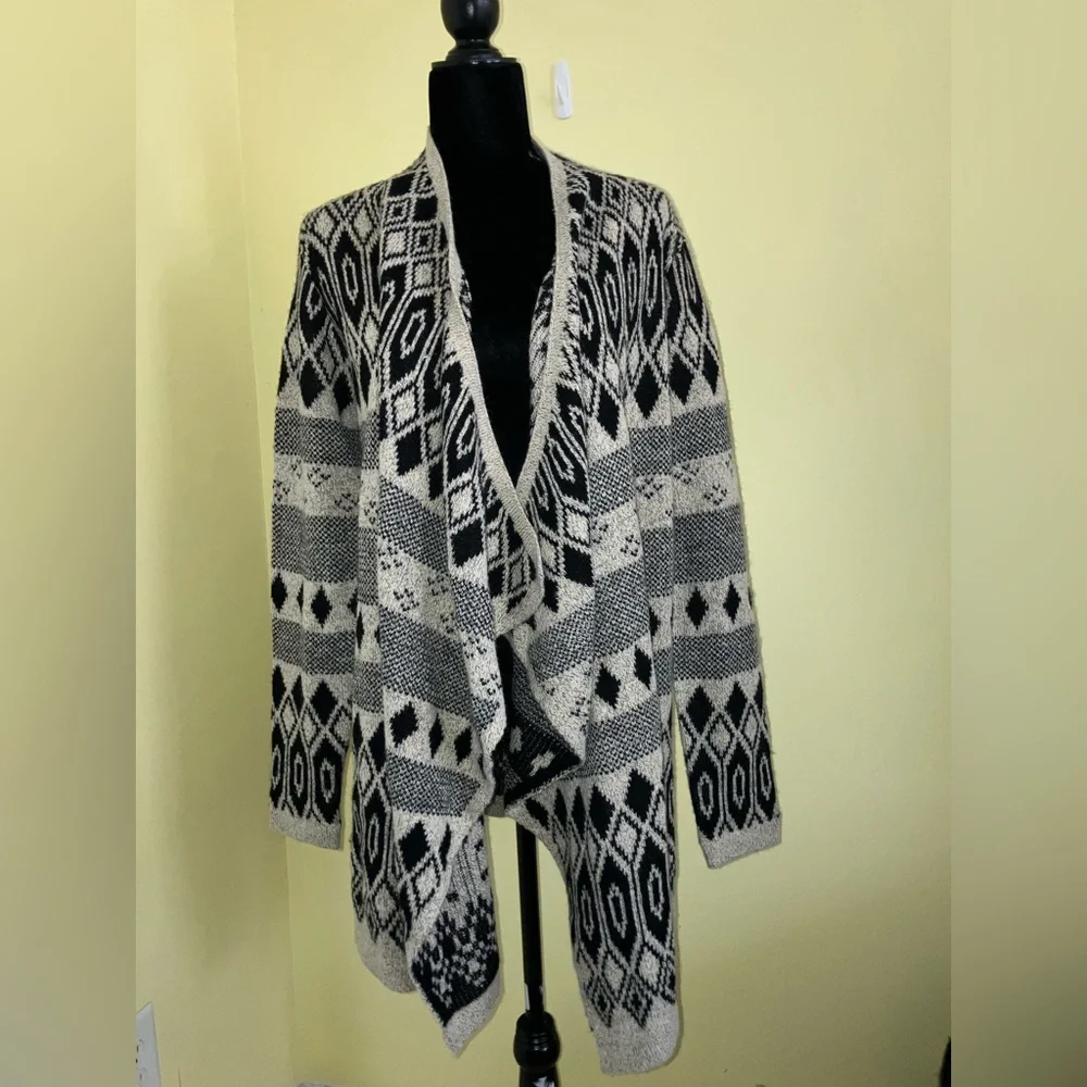 LUCKY BRAND NEW Aztec design waterfall open cardigan sweater sz L western GIFT - Picture 7 of 7